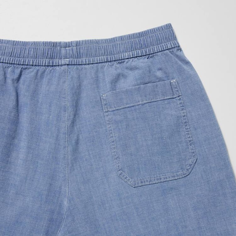 Uniqlo Chambray Stretch Easy Men's Shorts Blue | VQZUXB237