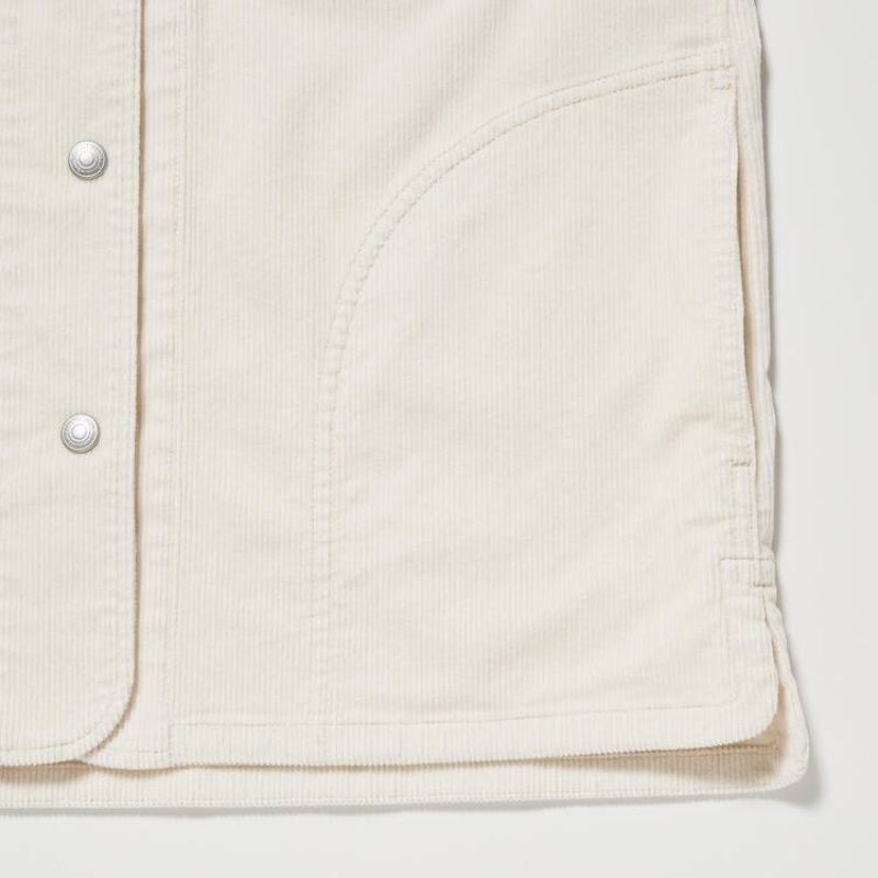 Uniqlo Corduroy Coverall Women's Jackets White | PYRHGZ439