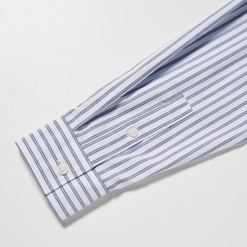 Uniqlo Cotton A-line Striped Long Sleeved Women's Dress White | DUMOPG095