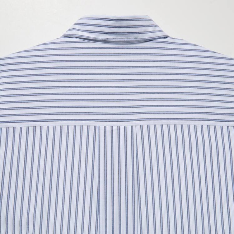 Uniqlo Cotton A-line Striped Long Sleeved Women's Dress White | DUMOPG095