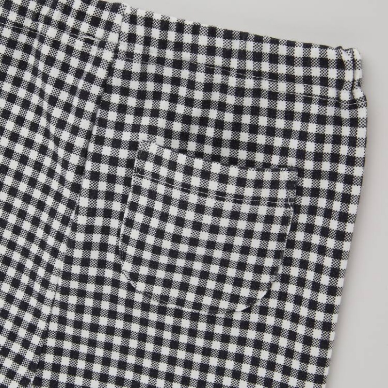 Uniqlo Cotton Checked (2021 Season) Baby Leggings Black | DBJNHV387