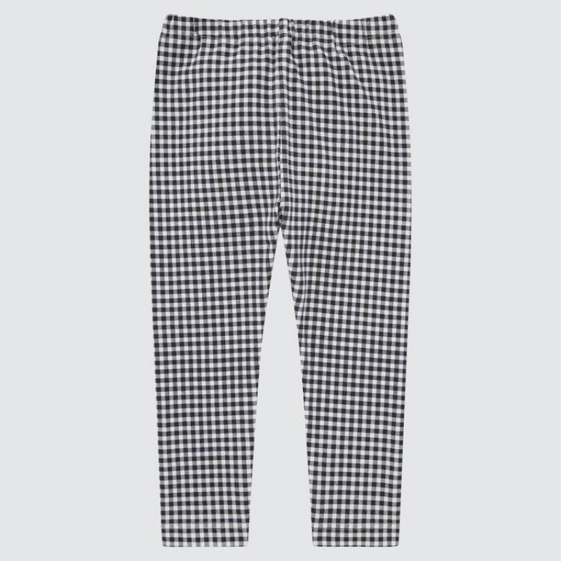 Uniqlo Cotton Checked (2021 Season) Baby Leggings Black | DBJNHV387