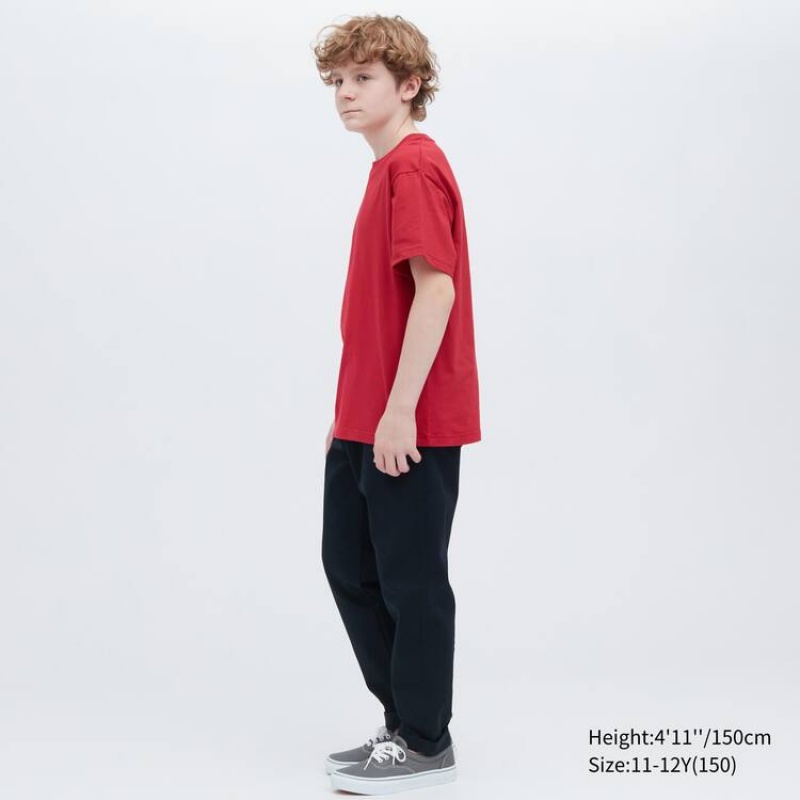 Uniqlo Cotton Colour Crew Neck Short Sleeved Kids' T Shirts Red | AQMPWZ718