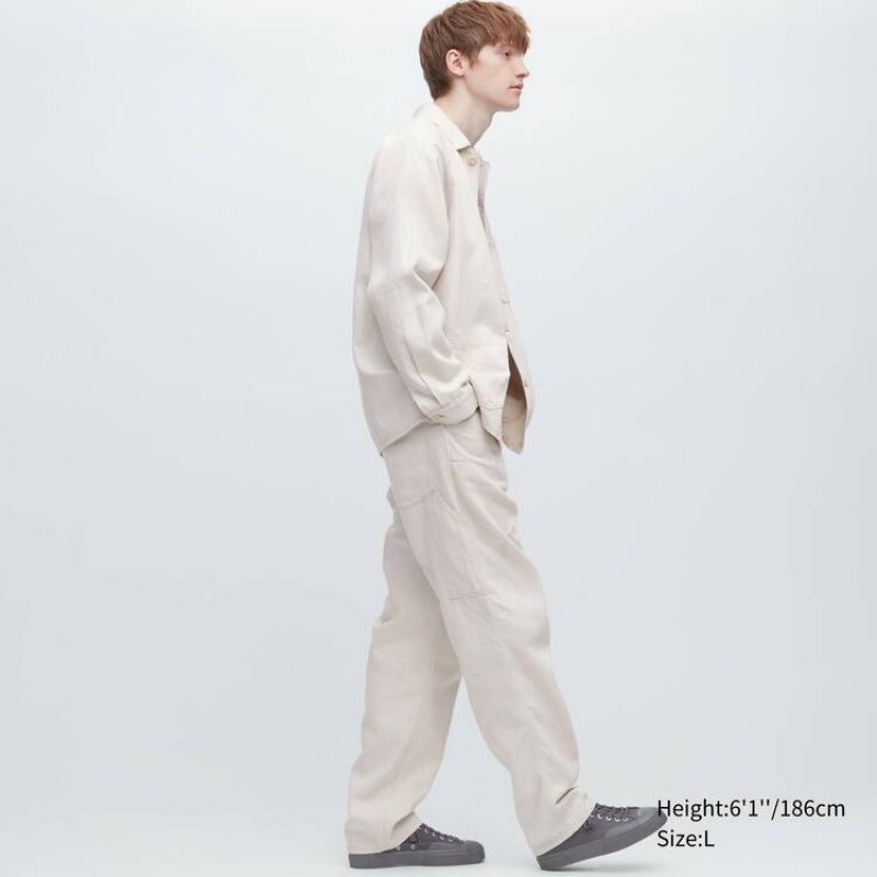 Uniqlo Cotton Linen Blend Work Men's Suits White | NGSMXJ527