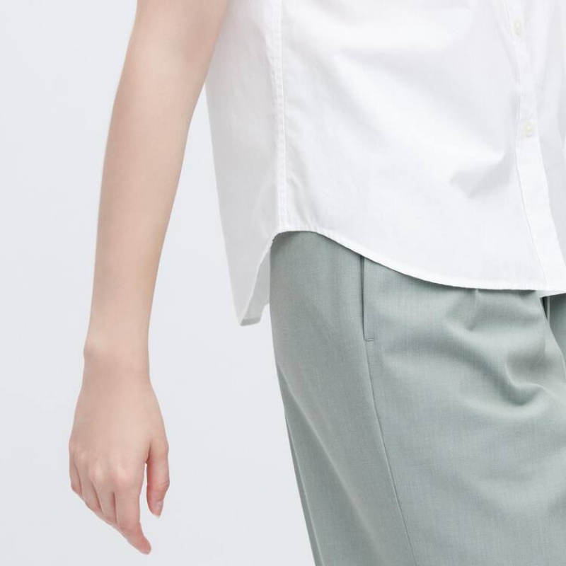 Uniqlo Cotton Short Sleeved Women's Shirts White | WDLHER532