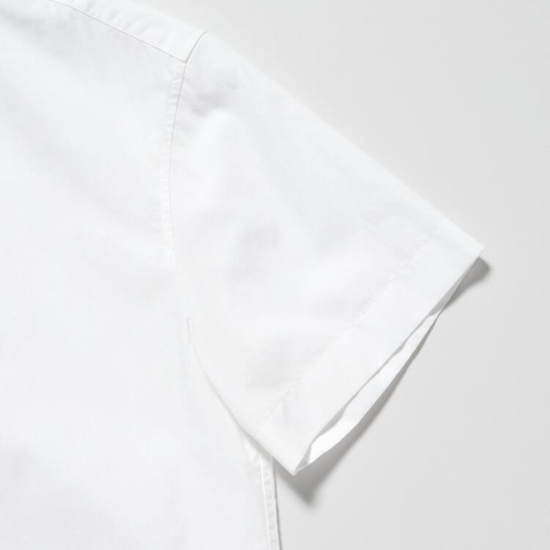 Uniqlo Cotton Short Sleeved Women's Shirts White | WDLHER532