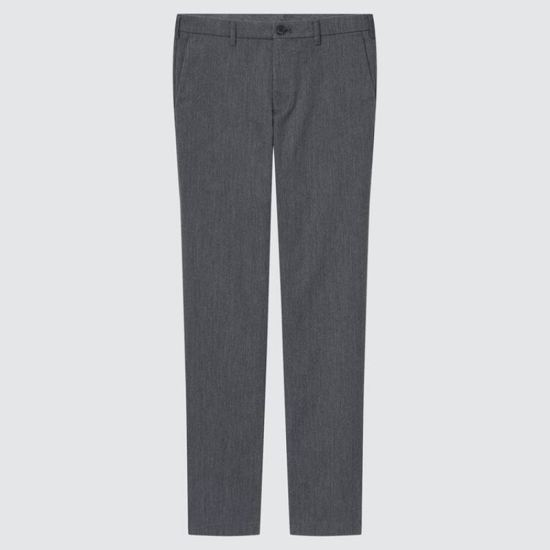 Uniqlo Cotton Stretch Slim Fit Chinos (2021 Season) Men\'s Trousers Grey | HTFXGV384