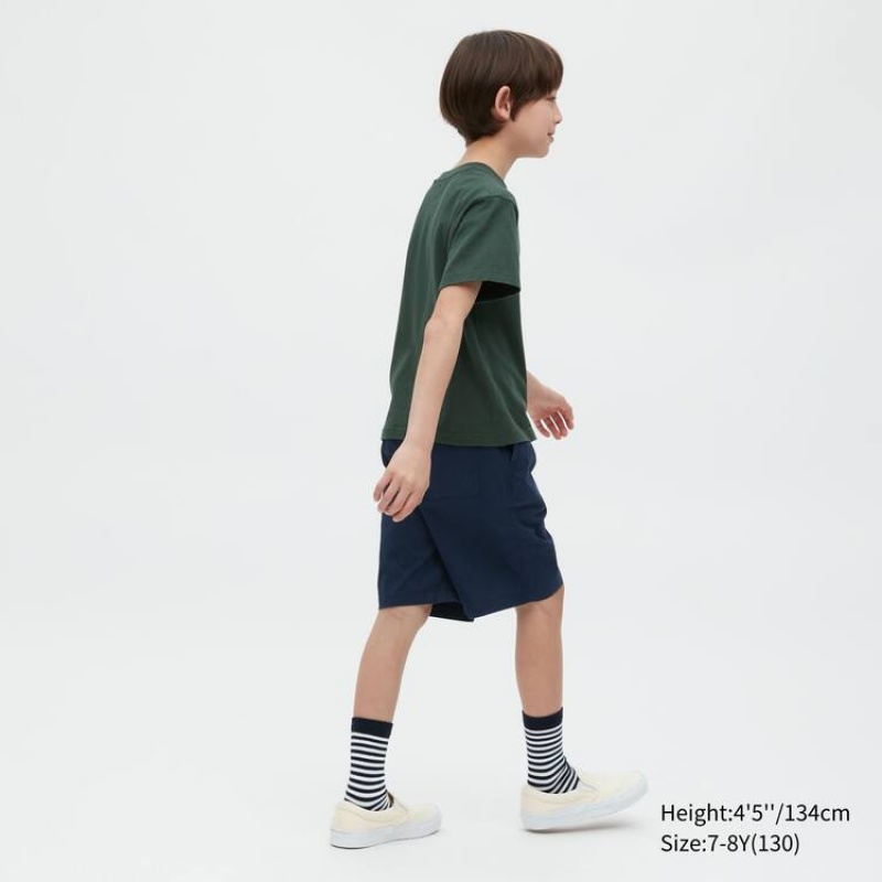 Uniqlo Cotton Twill Easy Kids' Shorts Navy | SDBLVN942