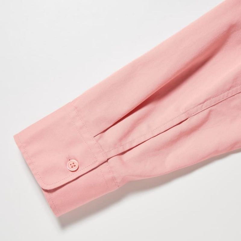 Uniqlo Cotton Twill Oversized Long Sleeved Women's Shirts Pink | OJNHRE917