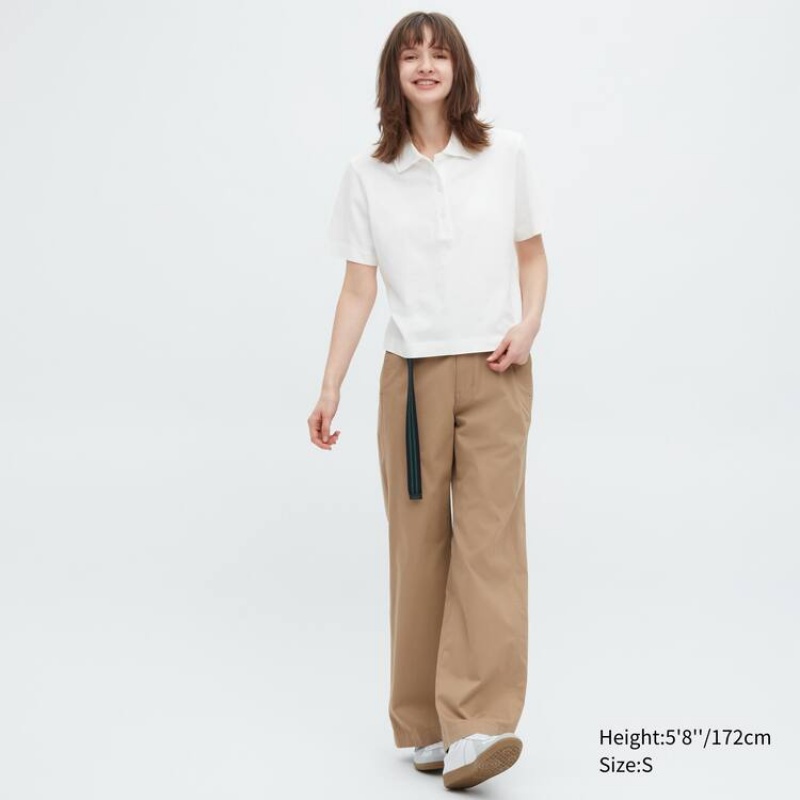 Uniqlo Cropped Relaxed Fit Short Sleeved Women's T Shirts White | ZEBKUN681