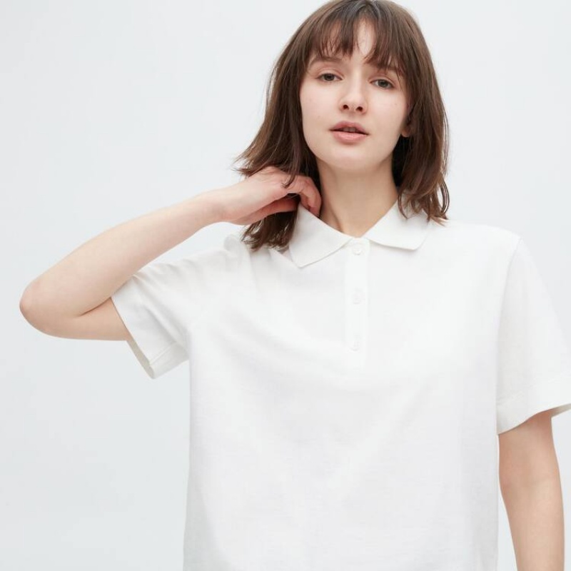 Uniqlo Cropped Relaxed Fit Short Sleeved Women's T Shirts White | ZEBKUN681