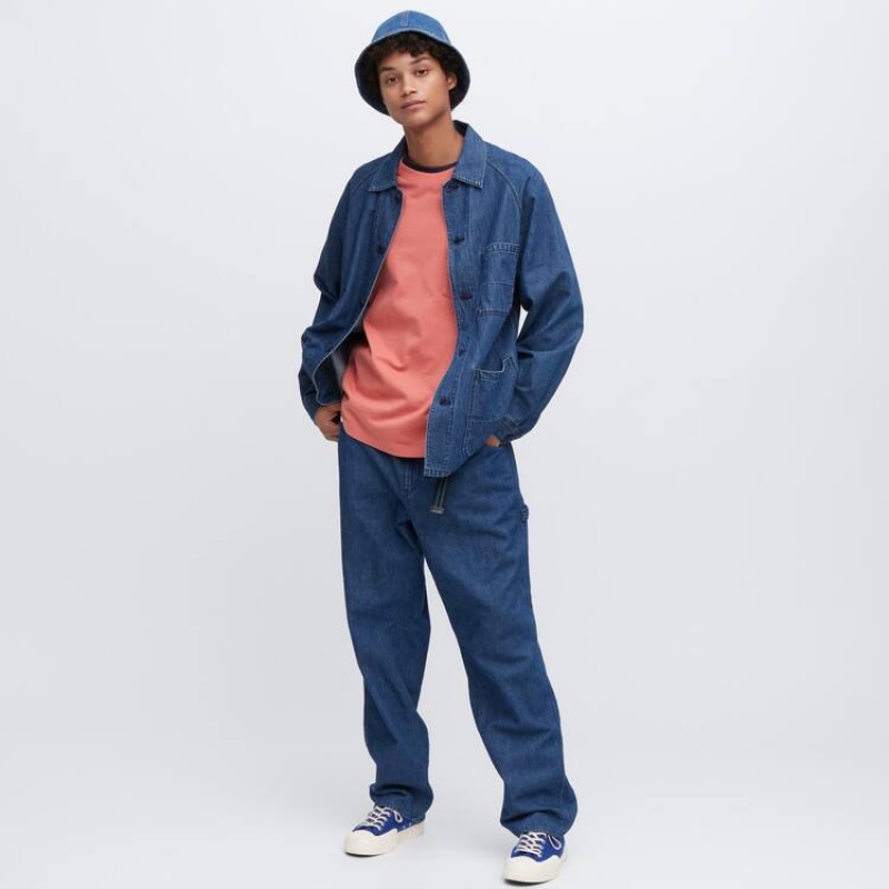 Uniqlo Denim Metro Men's Hats Blue | GFXBZV210