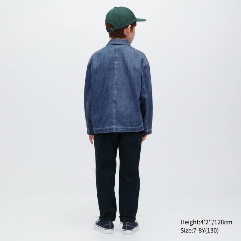 Uniqlo Denim Overshirt Kids' Jackets Blue | EZJGMN872