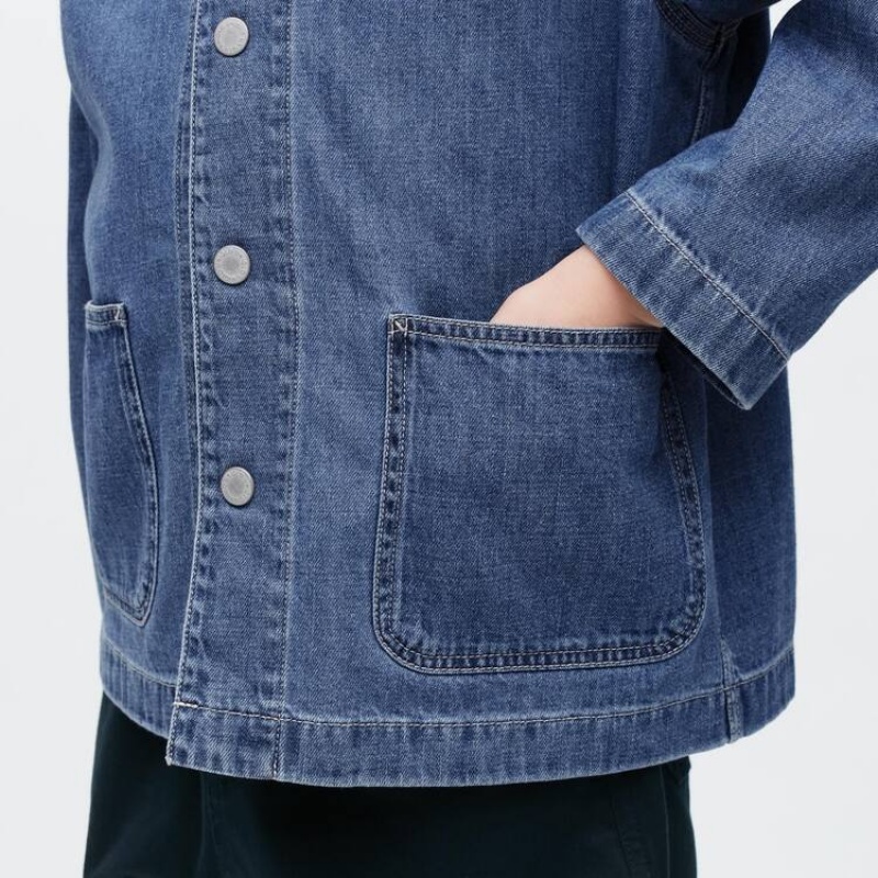 Uniqlo Denim Overshirt Kids' Jackets Blue | EZJGMN872