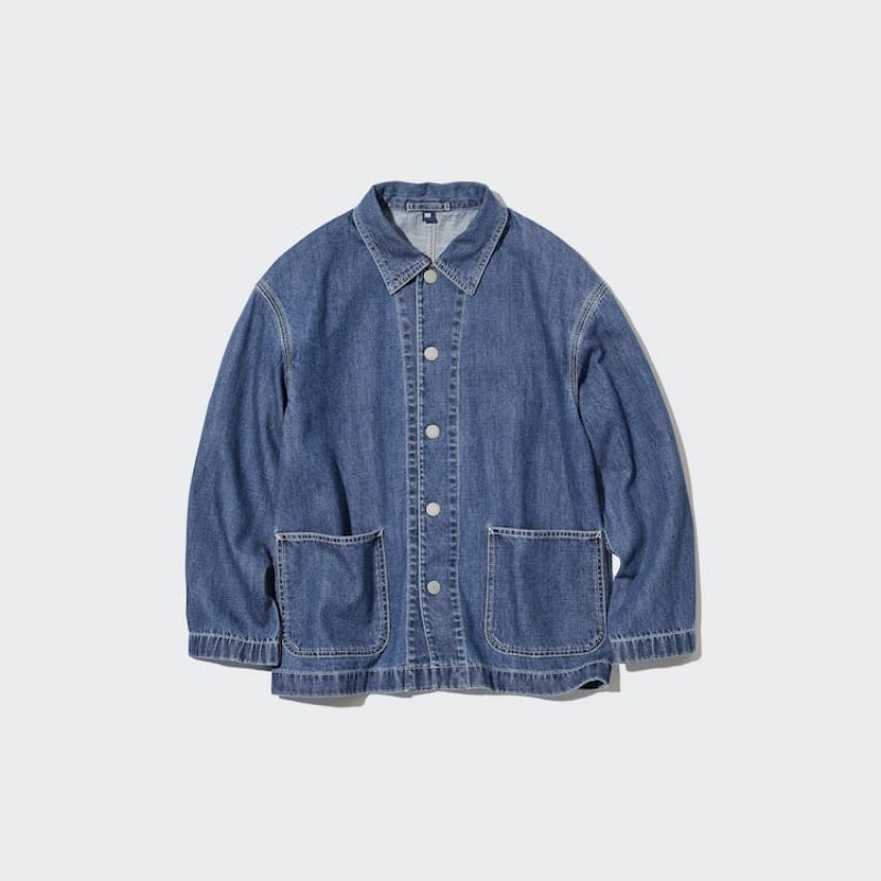 Uniqlo Denim Overshirt Kids' Jackets Blue | EZJGMN872