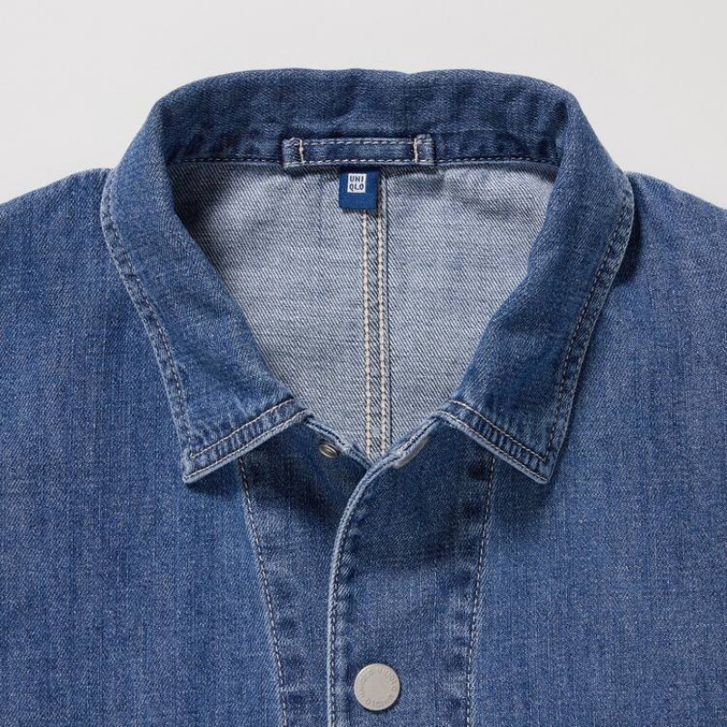 Uniqlo Denim Overshirt Kids' Jackets Blue | EZJGMN872