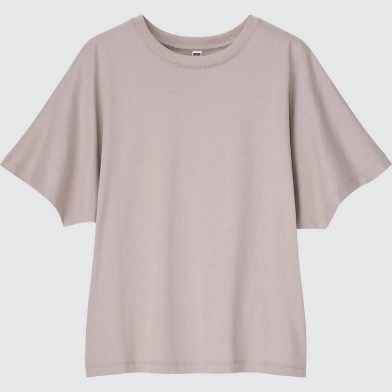 Uniqlo Dolman Sleeve Women\'s T Shirts Grey | EQTIOJ816