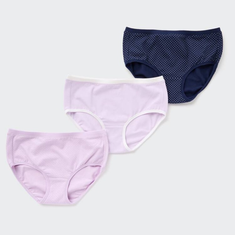 Uniqlo Dotted Hiphugger (Three Pairs) Kids' Underwear Pink / Navy | JACHRN425