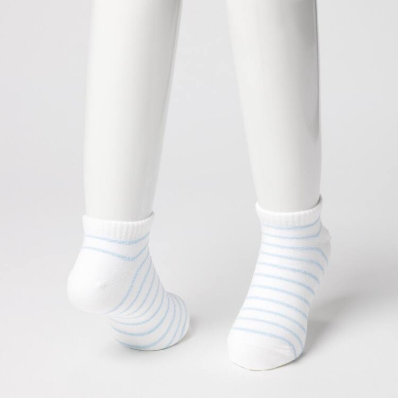 Uniqlo Dotted Short (Three Pairs) Kids' Socks Blue / White | LPVKDT913