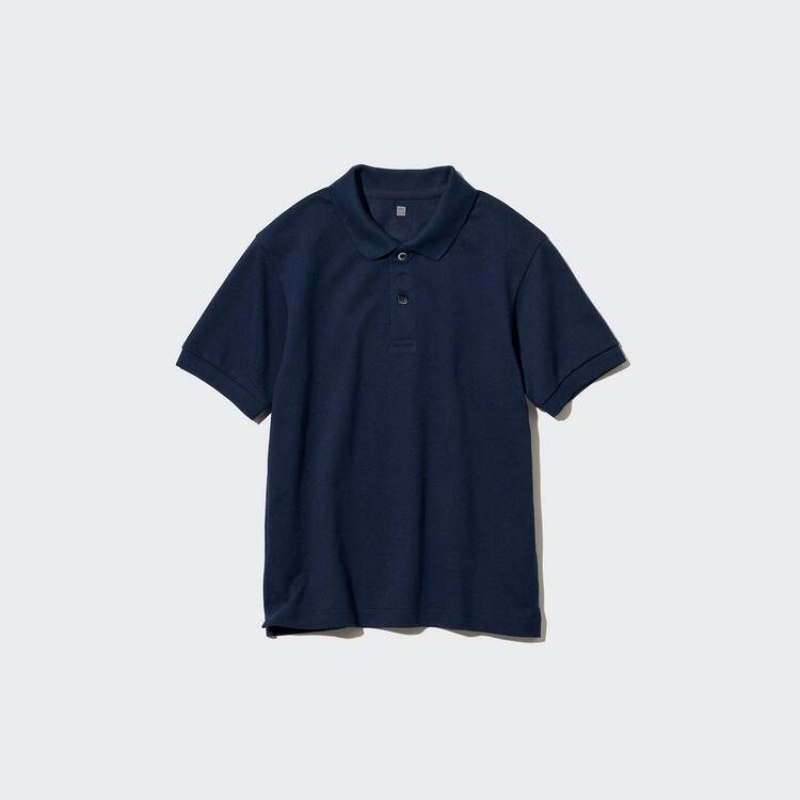 Uniqlo Dry Piqué Kids' Polo Shirts Navy | LDICVG127