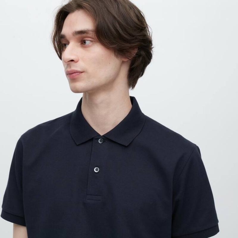 Uniqlo Dry Piqué Men's Polo Shirts Purple | ZWSIXT647