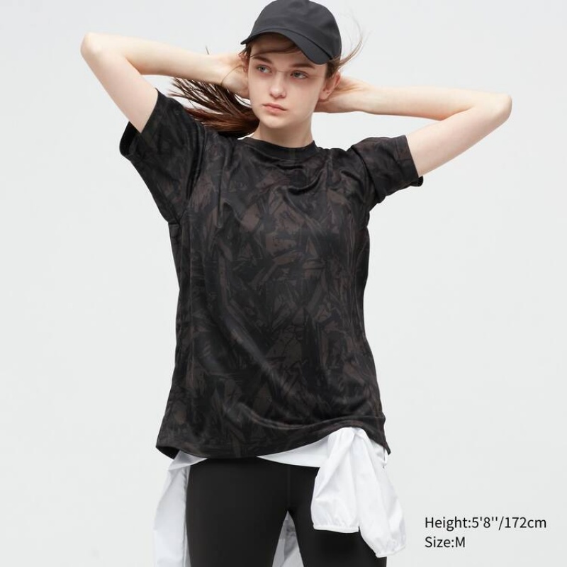 Uniqlo Dry-ex Crew Neck Men's T Shirts Black | ISOWTM108