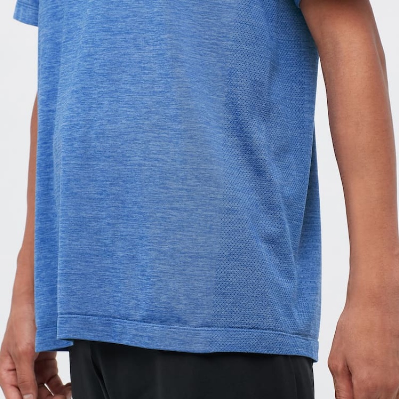 Uniqlo Dry-ex Crew Neck Men's T Shirts Blue | GRECKB180