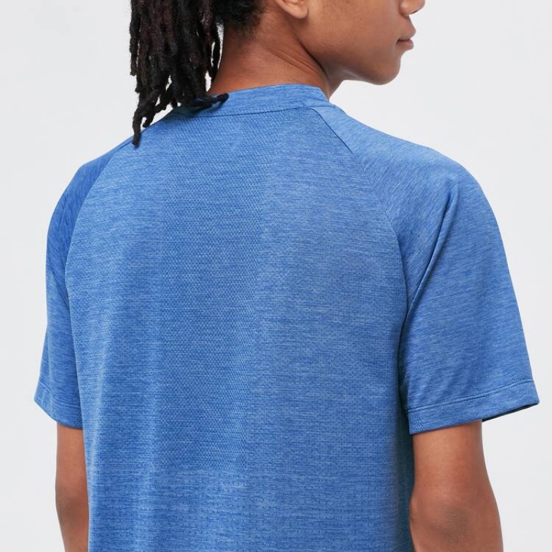 Uniqlo Dry-ex Crew Neck Men's T Shirts Blue | GRECKB180