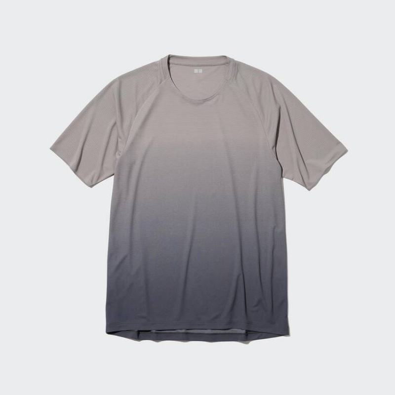 Uniqlo Dry-ex Crew Neck Men's T Shirts Grey | VISUFE456