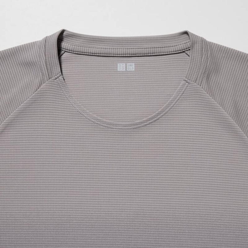 Uniqlo Dry-ex Crew Neck Men's T Shirts Grey | VISUFE456