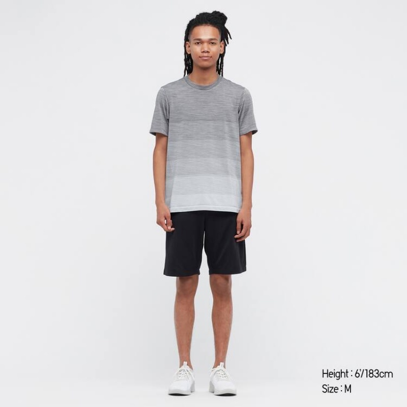 Uniqlo Dry-ex Crew Neck Men's T Shirts Grey | RGLMQY375