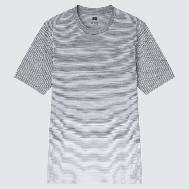 Uniqlo Dry-ex Crew Neck Men's T Shirts Grey | RGLMQY375