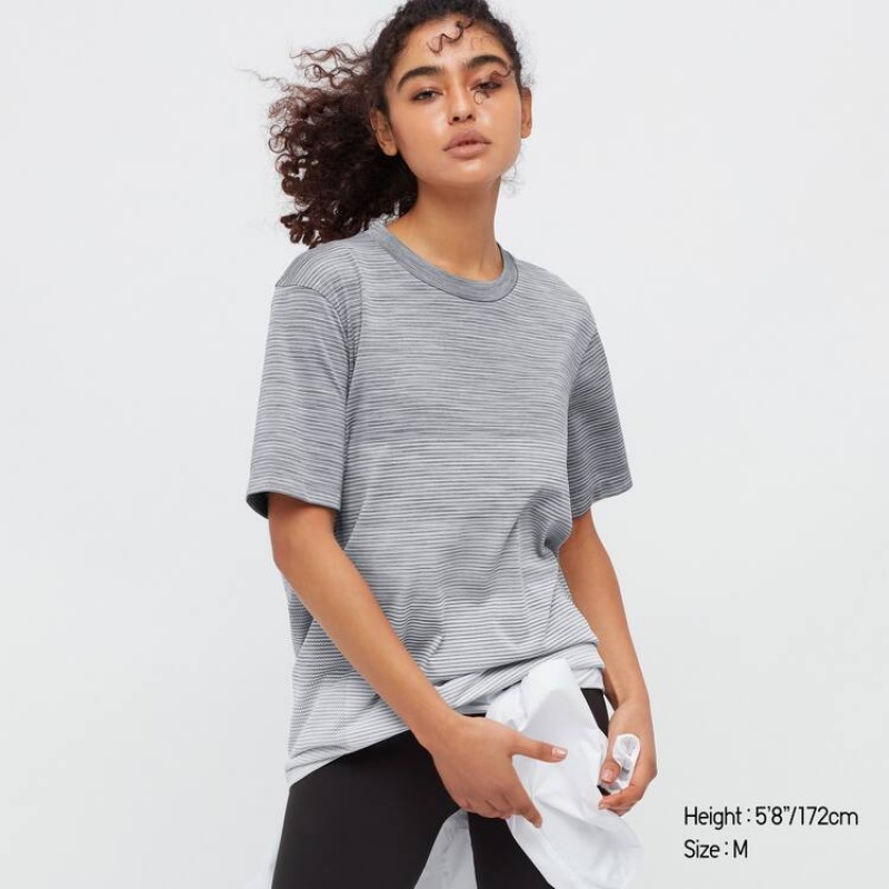 Uniqlo Dry-ex Crew Neck Men's T Shirts Grey | RGLMQY375