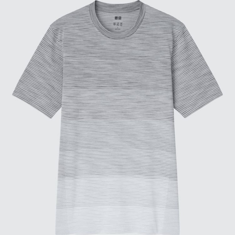 Uniqlo Dry-ex Crew Neck Men\'s T Shirts Grey | RGLMQY375