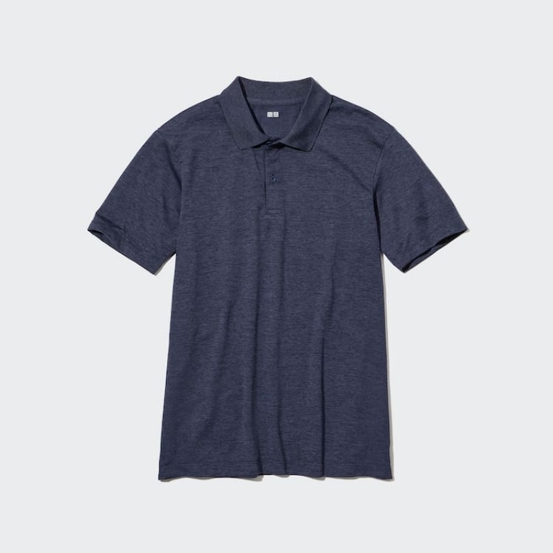 Uniqlo Dry-ex Men\'s Polo Shirts Navy | NUIOSB230