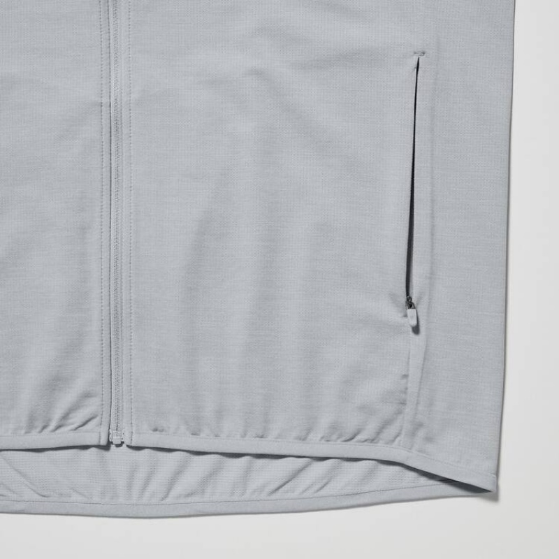 Uniqlo Dry-ex Uv Protection Zipped Men's Jackets Light Grey | FNIGDQ839