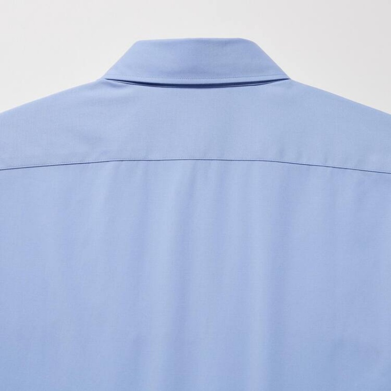 Uniqlo Easy Care Broadcloth Stretch Slim Fit (Regular Collar) Men's Shirts Blue | UKPAFC631