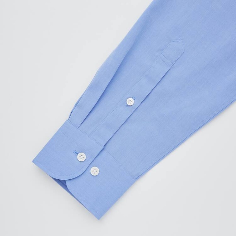 Uniqlo Easy Care Broadcloth Stretch Slim Fit (Regular Collar) Men's Shirts Blue | EXJCMB534