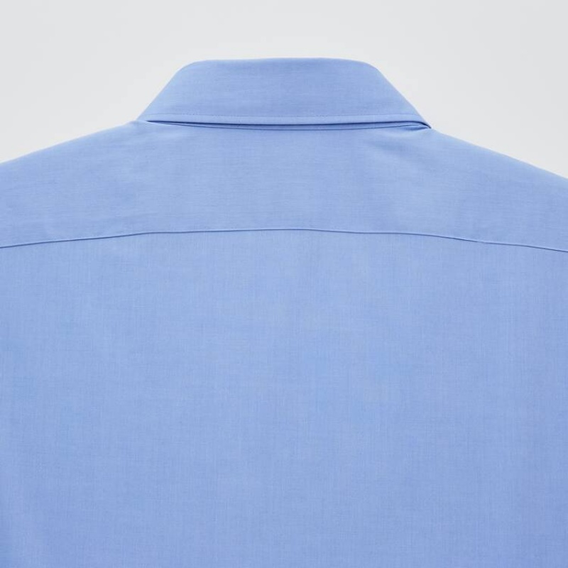 Uniqlo Easy Care Broadcloth Stretch Slim Fit (Regular Collar) Men's Shirts Blue | EXJCMB534