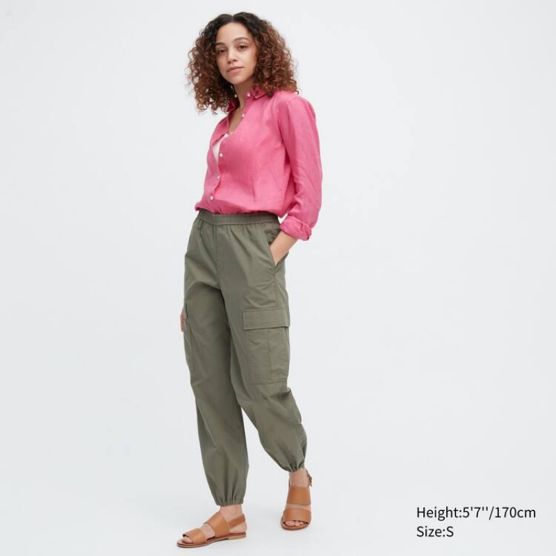 Uniqlo Easy Wide Fit Cargo Women\'s Trousers Olive | ICVRNK921