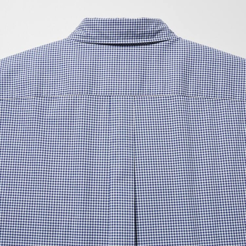 Uniqlo Extra Fine Cotton Broadcloth Long Sleeve Men's Shirts Blue | JYSPMA349