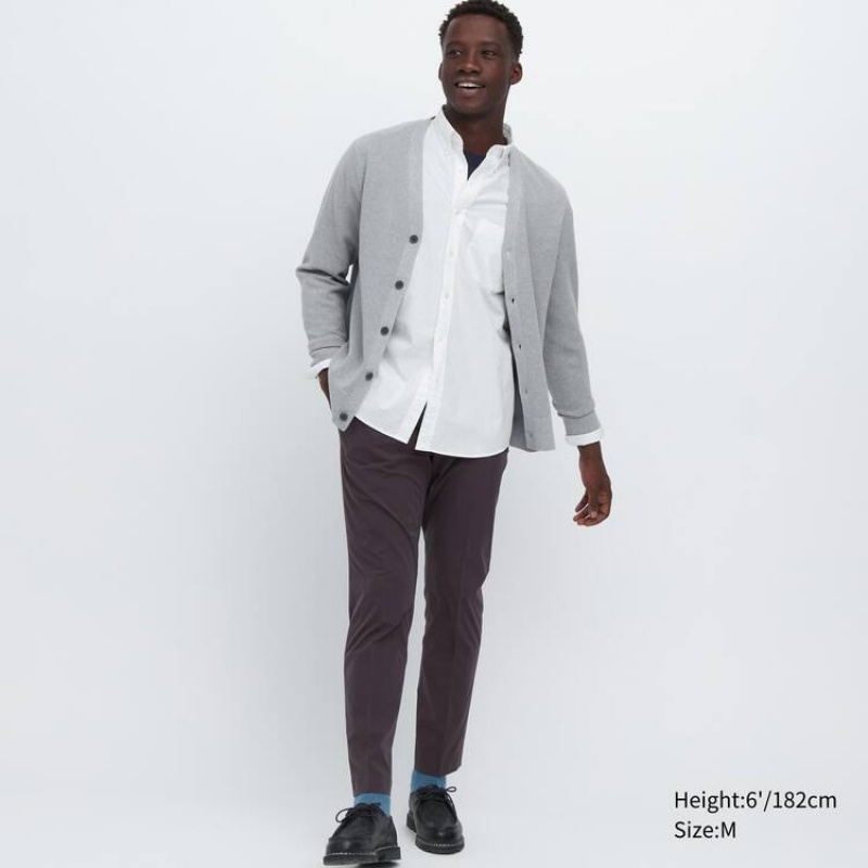 Uniqlo Extra Fine Cotton Broadcloth Printed (Button-down Collar) Men's Shirts White | OUPHXY720