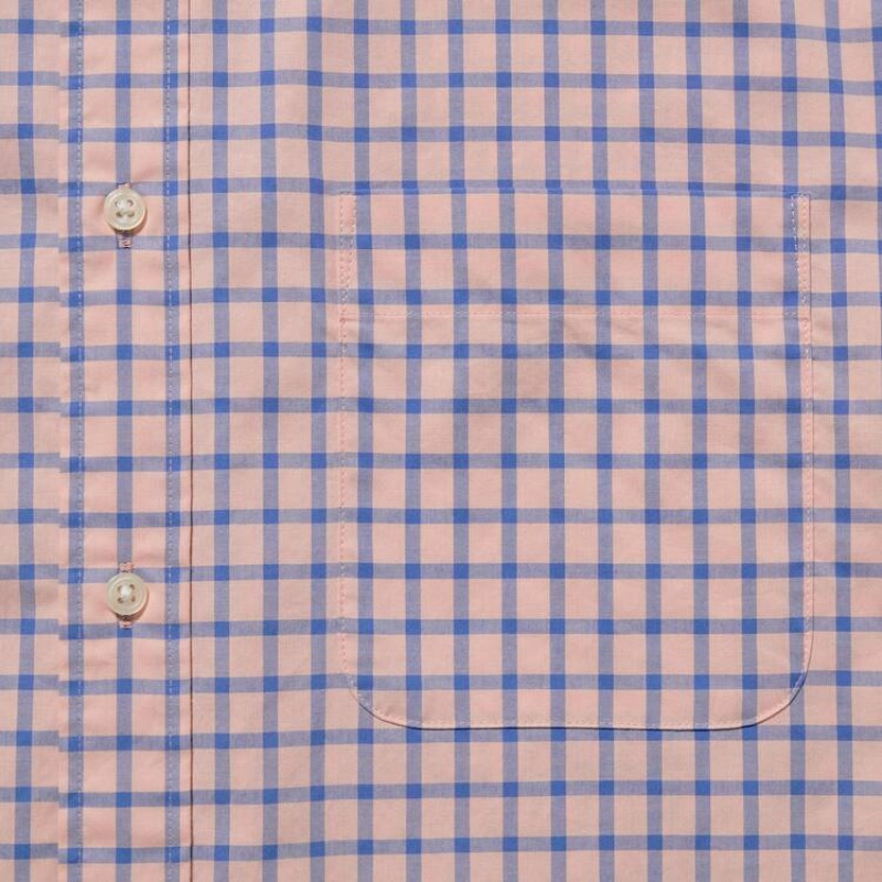 Uniqlo Extra Fine Cotton Broadcloth Regular Fit Checked (Button-down Collar) Men's Shirts Pink | CUONAT035