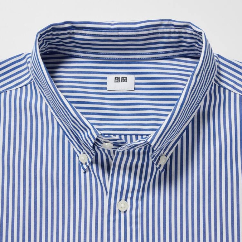 Uniqlo Extra Fine Cotton Broadcloth Regular Fit (Button-down Collar) Men's Shirts Blue | SERMTL957