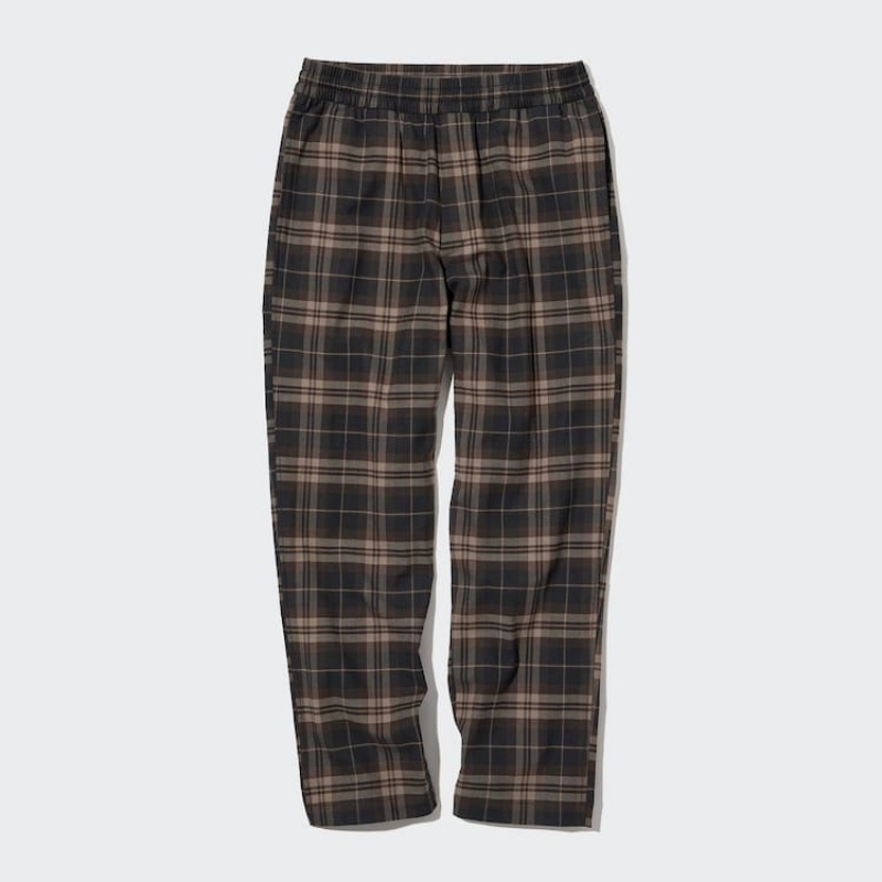 Uniqlo Flannel Ankle Length Men's Loungewear Brown | KZJRVL049