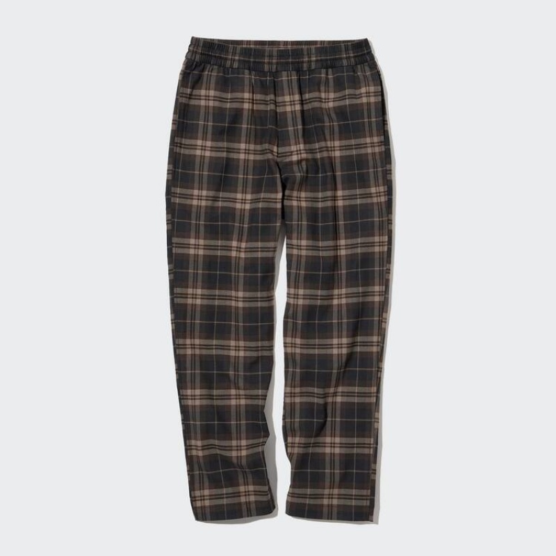 Uniqlo Flannel Ankle Length Men\'s Trousers Brown | FCUTQE286