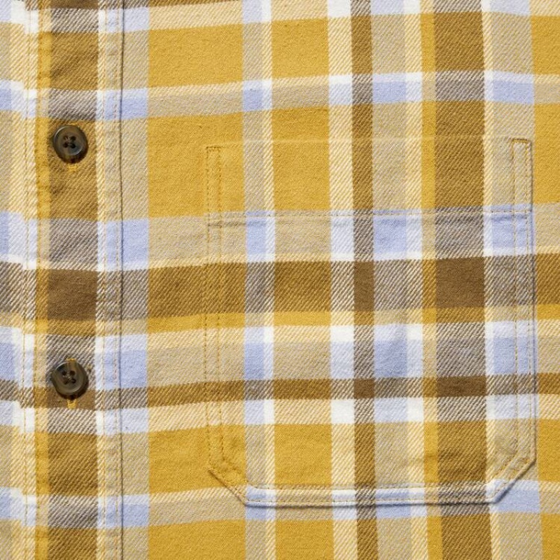 Uniqlo Flannel Checked Regular Fit (Regular Collar) Men's Shirts Yellow | NVIMFU678