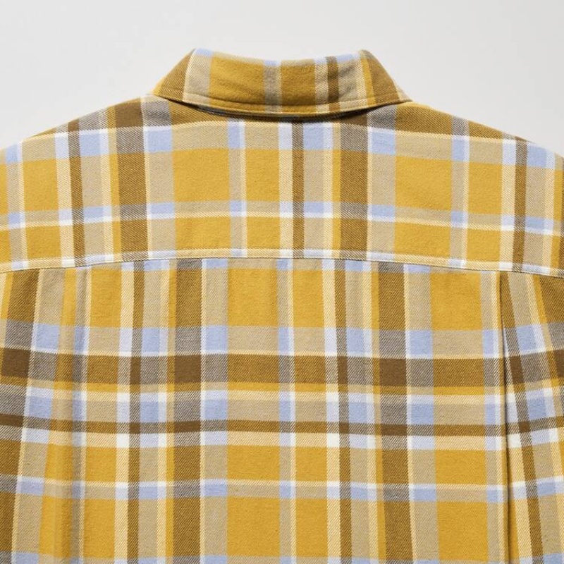 Uniqlo Flannel Checked Regular Fit (Regular Collar) Men's Shirts Yellow | NVIMFU678