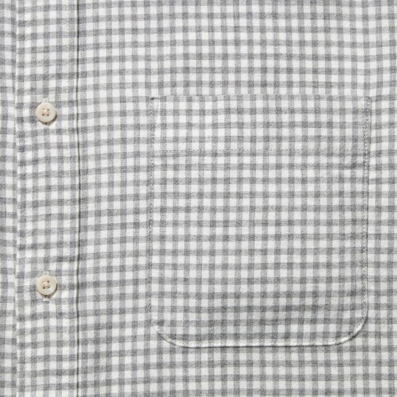 Uniqlo Flannel Regular Fit Checked (Button-down Collar) Men's Shirts Grey | QLTUIB063