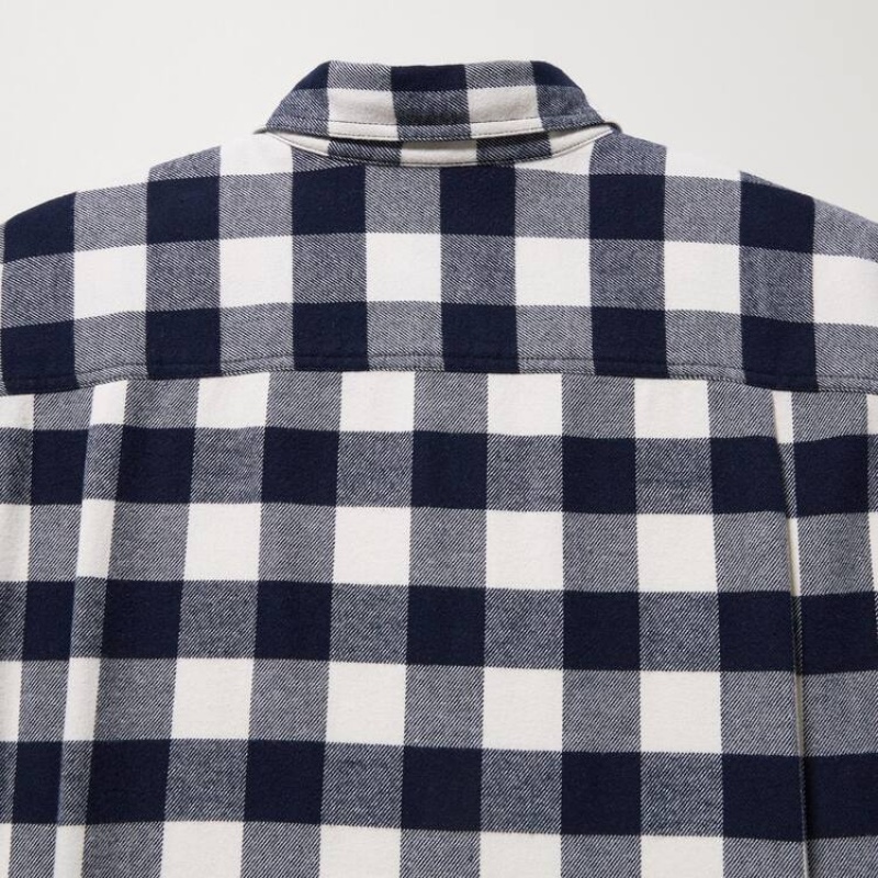 Uniqlo Flannel Regular Fit Checked (Regular Collar) Men's Shirts White | MWLDHC109